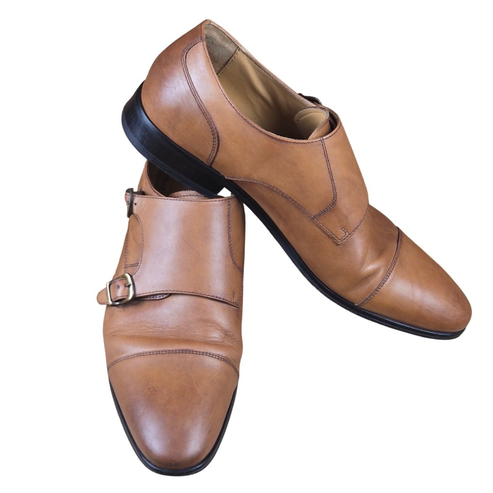ALDO Men Tan Leather Double Monk Strap Cap Toe Dress Shoes US‎ 10 EUR 43